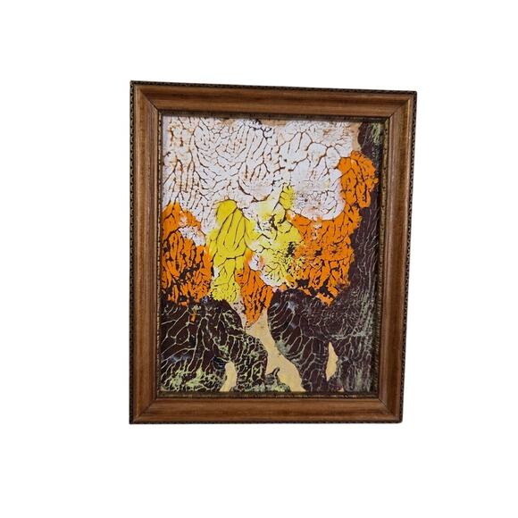 Set 2 Vtg Framed Mini Acrylic Paintings Anna Mike Wall Gallery Orange - Picture 10 of 15